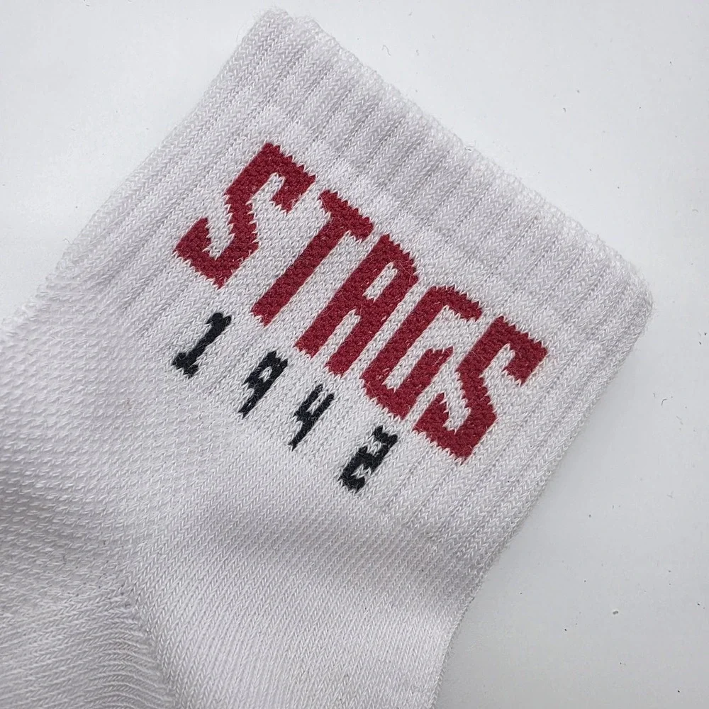 FAIRFIELD UNIVERSITY STAGS White Crew Socks Adult Size NWT